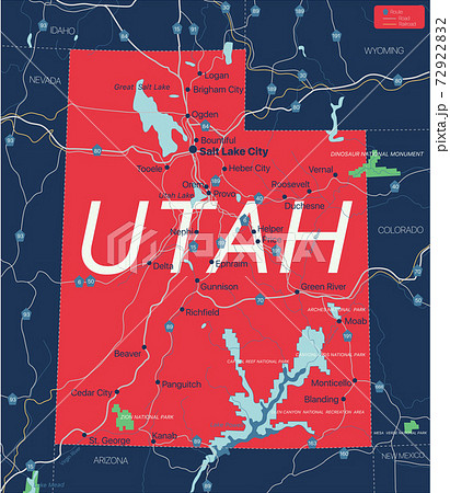 Utah state detailed editable map Utah state detailed editable map 72922832