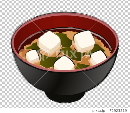 豆腐とわかめの味噌汁のイラスト素材