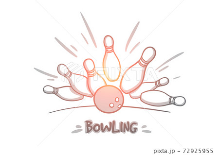 Bowling concept. Hand drawn isolated vector. 72925955