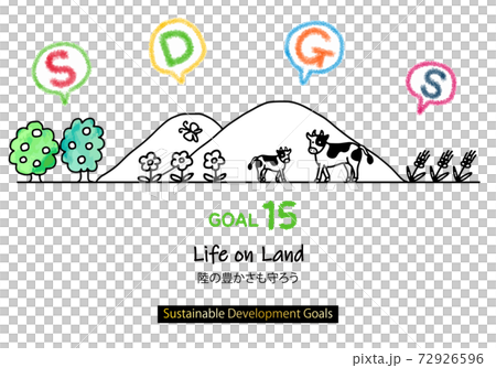 SDGs Goal 15 Image message and simple line art illustration SDGs Goal 15 Image message and simple line art illustration 72926596