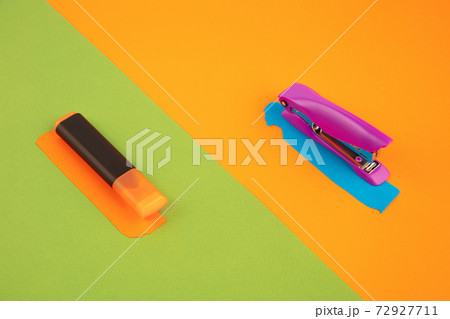 Stationery in bright pop colors with visual illusion effect, modern art 72927711