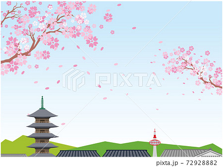 京都 風景 春 桜のイラスト素材 7292