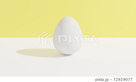 Egg on white table and yellow background. 3d rendering. Concept artwork. Egg on white table and yellow background. 3d rendering. Concept artwork. 72929077