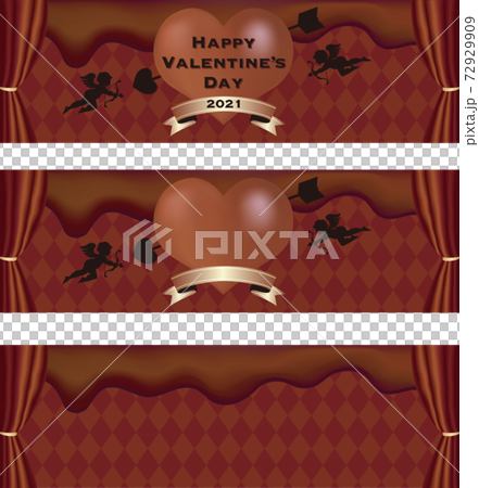 バレンタインデー バナー とける板チョコ フレーム コピースペース イラスト素材セット バレンタインデー バナー とける板チョコ フレーム コピースペース イラスト素材セット 72929909