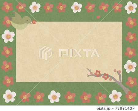 和風レトロ春の早春フレーム/鶯×ベージュ 72931407