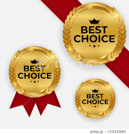 Premium Quality Gold Medal Badge.Set Label Best Choice Isolated on White Background. Vector Illustration EPS10 72932880