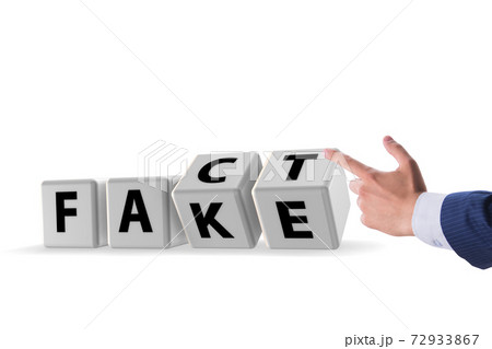 Face or fact concept with turning cubes Face or fact concept with turning cubes 72933867