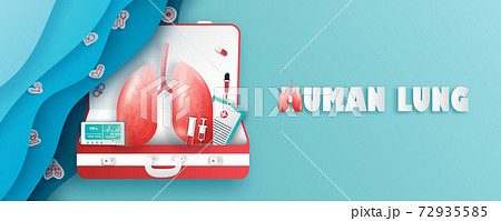 Human lung and treatment paper cut style. A concept hospital for wallpaper and web. Human lung and treatment paper cut style. A concept hospital for wallpaper and web. 72935585