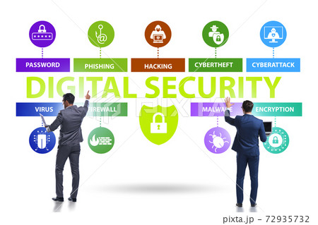Digital security concept with key elements 72935732