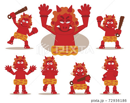 Japanese Monsters(赤鬼7ポーズ）のイラスト素材 [72936186] - PIXTA