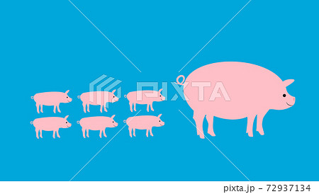 豚ファミリーのおしゃれイラスト Pig family illustration in bluesky 豚ファミリーのおしゃれイラスト Pig family illustration in bluesky 72937134