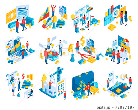 Successful Investment Isometric Set 72937197