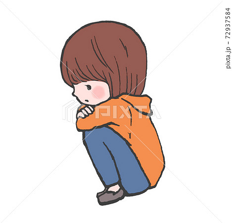 Illustration Of A Crouching Girl Pale Shades Stock Illustration