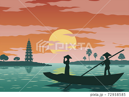 woman stand in boat to go to pay respect 72938585
