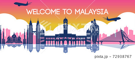 famous landmark of Malaysia,travel destination,silhouette design 72938767