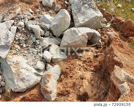 Landslide because of heavy rain. The landslides destroy the underground utility pipes and some man build structures.  72939150