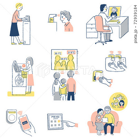 感染症予防対策 非接触非対面イメージ セット 感染症予防対策 非接触非対面イメージ セット 72939184