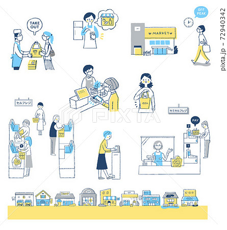 感染症予防対策　新しい生活様式（買い物）　セット 72940342