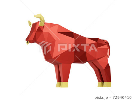 low poly Red Bull, a symbol of the new year 2021, 3d render 72940410