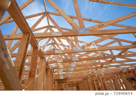 Wood Home Framing Abstract At Construction Site 72940654