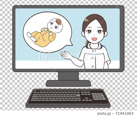 Online medical examination pediatrics monitor female doctor 72941063