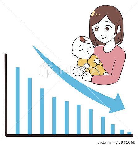 Downward Graph Baby And Mother Stock Illustration