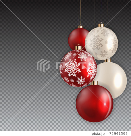 New Year and Christmas Ball on Transparent Background. Vector Illustration 72941595