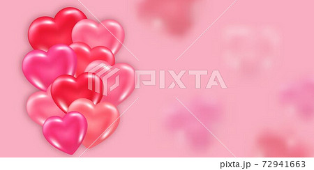 Valentines day banner or card template with decorative element of shiny glossy 3d hearts and pink blurred background. Realistic vector illustration of love symbol. Romantic festive wallpaper Valentines day banner or card template with decorative element of shiny glossy 3d hearts and pink blurred background. Realistic vector illustration of love symbol. Romantic festive wallpaper 72941663