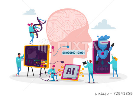 Engineers Characters Create and Programming Artificial Intelligence. Robot Hardware, Software Engineering in Laboratory 72941859