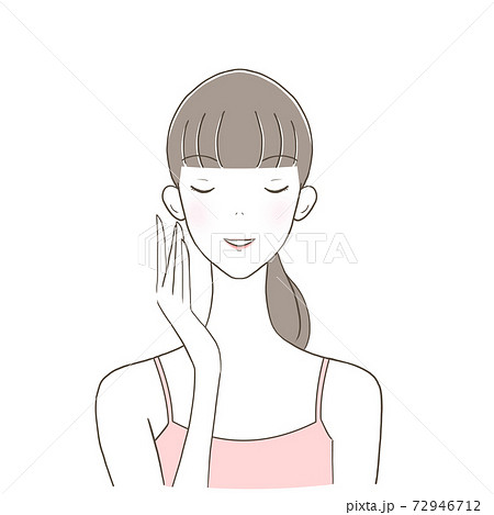 目を閉じる女性のイラスト素材