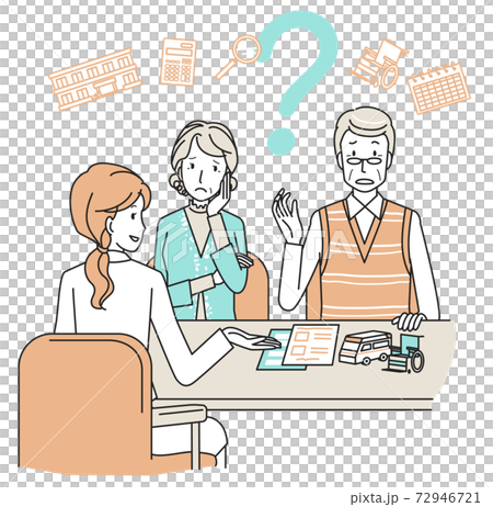 Senior couple having face-to-face consultation 72946721