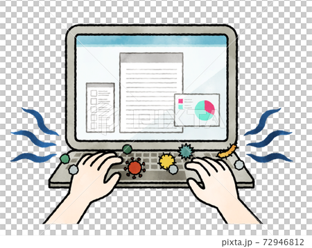 帶有病毒和真菌水彩的電腦鍵盤 帶有病毒和真菌水彩的電腦鍵盤 72946812