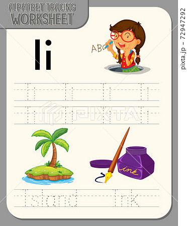 Alphabet tracing worksheet with letter and vocabulary Alphabet tracing worksheet with letter and vocabulary 72947292