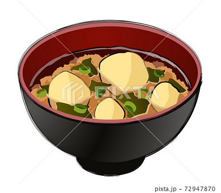 じゃがいもの味噌汁のイラスト素材