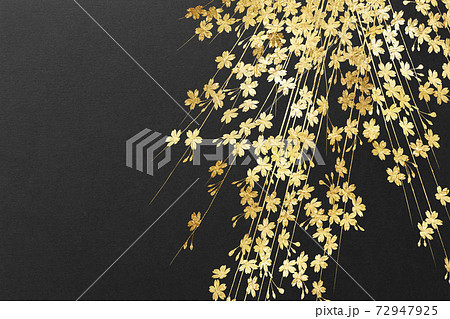 背景 テクスチャ 桜 花 高級感 和柄 金色 金屏風 金紙 金箔 年賀状 正月 和紙 壁紙のイラスト素材