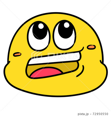 emoticon head with face imagining something eyes glancing upwards, doodle icon image 72950550