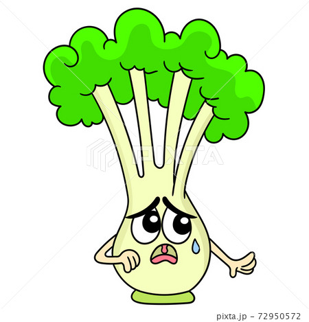 Turnip vegetable emoticon with scared face, doodle icon image 72950572