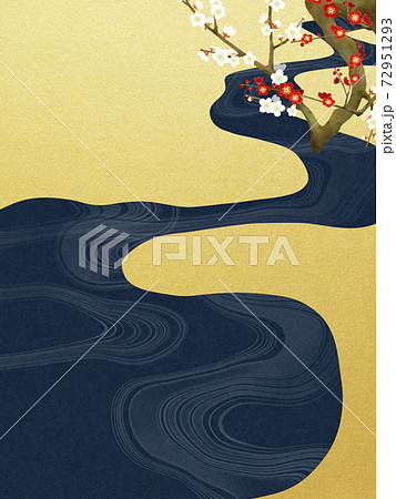 梅の花の和風背景 - 複数のバリエーションがあります 72951293