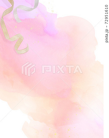 淡いピンク色の水彩テクスチャとリボンの背景 複数のバリエーションがありますのイラスト素材
