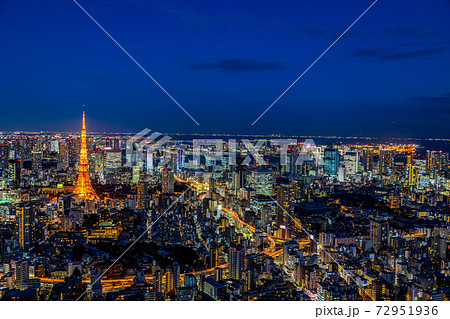 東京・都市風景・東京タワー　夜景 72951936