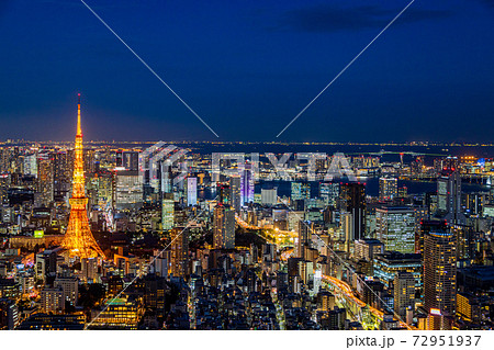 東京・都市風景・東京タワー　夜景 72951937