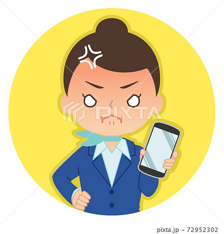怒った赤い顔でスマホを持つ女性 イラスト アイコンのイラスト素材 怒った赤い顔でスマホを持つ女性 イラスト アイコンのイラスト素材