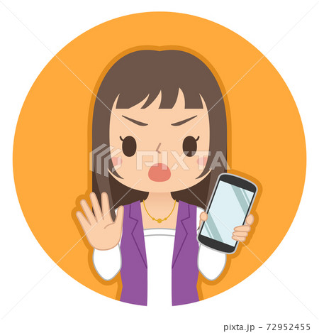 Noサインでスマホを持つ女性 イラスト アイコンのイラスト素材 Noサインでスマホを持つ女性 イラスト アイコンのイラスト素材