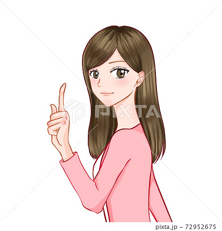 人差し指を立てる女性のイラスト素材