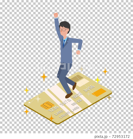 ゴールドカードを入手して喜ぶ男性 ゴールドカードを入手して喜ぶ男性 72953172