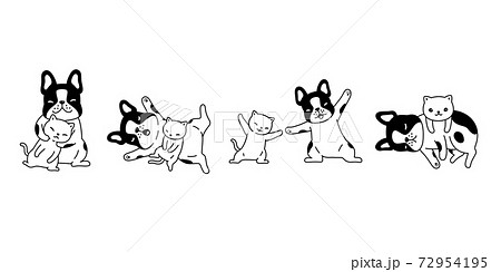 dog cat french bulldog vector kitten calico icon pet cartoon character symbol scarf illustration doodle design 72954195