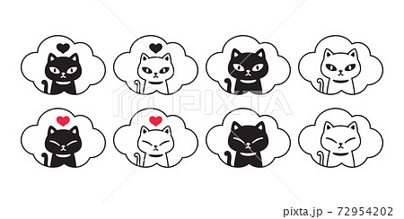 cat vector kitten heart icon cloud calico pet cartoon character symbol scarf illustration doodle design 72954202