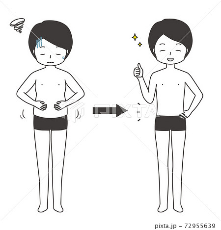 ダイエット ビフォーアフター 男性のイラスト素材 ダイエット ビフォーアフター 男性のイラスト素材