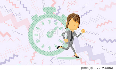 走るスーツ姿の女性のイラスト	 72956008