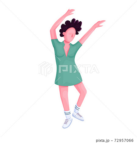 Girl Free Dancing Flat Color Vector Faceless のイラスト素材